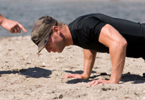 Fitness bootcamp workout session with a drill sergeant